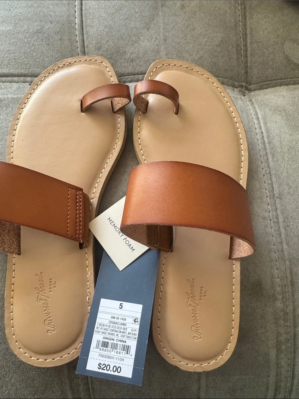 Universal Thread Tan Toe-Loop Slide Sandals